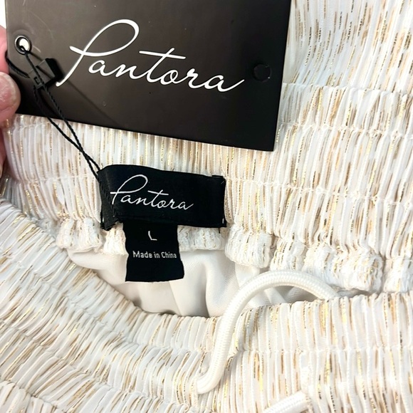 NWT,Pantora Bridal,Elegant White & Shimmering Gold,Stretch, Top + Palazzo Pants - Picture 12 of 16